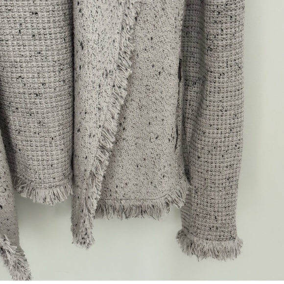 Nic + Zoe Fringe Blazer Mixed Knit Jacket Sugar Cookie Sweater Knit Fringe Large - Picture 9 of 16